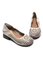 Pantofi cu Toc Gros 5889 CREAM | ADVANCER