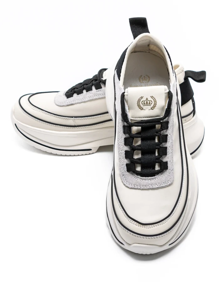 Pantofi Sport Dama din piele naturala 2228 CREAM-BLACK | FRANCO GERARDO