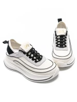 Pantofi Sport Dama din piele naturala 2228 CREAM-BLACK | FRANCO GERARDO
