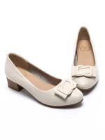 Pantofi cu Toc Gros 6885 CREAM | FORMAZIONE
