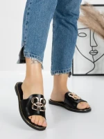 Papuci Dama cu Talpa Joasa 5PT3 BLACK | MEI