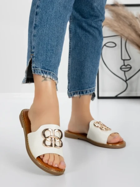 Papuci Dama cu Talpa Joasa 5PT3 WHITE | MEI