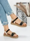 Sandale Dama cu Talpa Joasa 5GZ50 BLACK | MEI