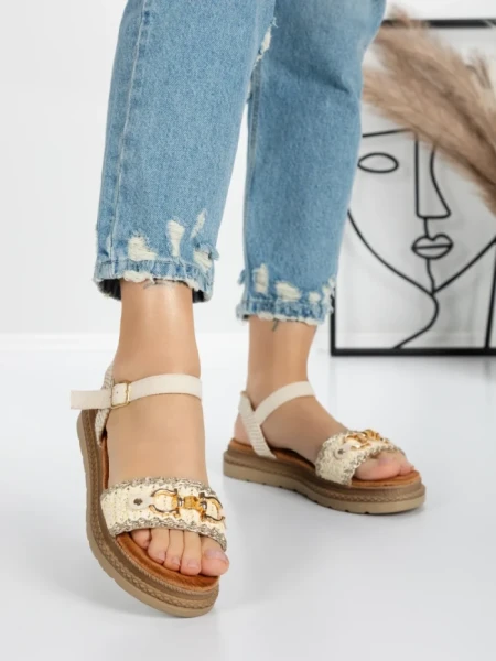 Sandale Dama cu Talpa Joasa 5GZ50 BEIGE | MEI