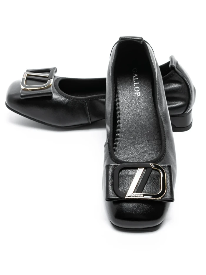 Balerini Dama din piele naturala 8561 BLACK | GALOP