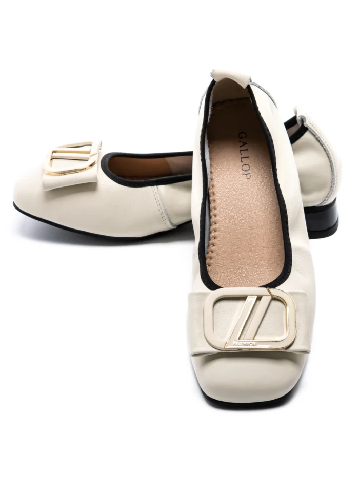 Balerini Dama din piele naturala 8561 CREAM | GALOP