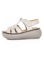 Sandale Dama din piele naturala FF03 CREAM | ADVANCER