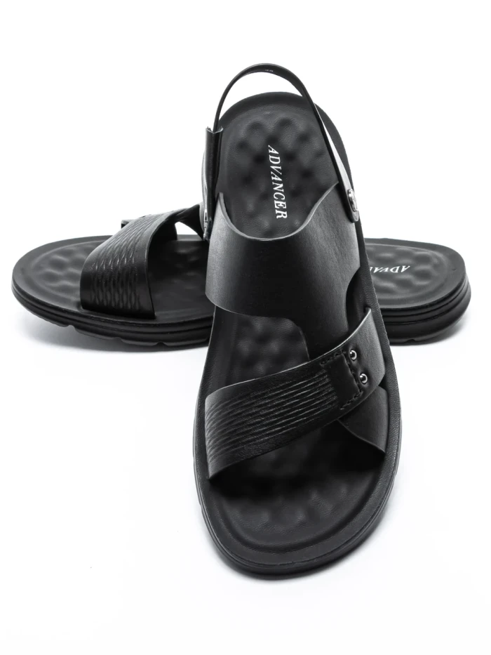 Sandale Barbati din piele naturala 7565D BLACK | ADVANCER