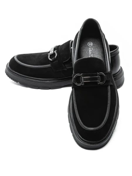 Mocasini Barbati din piele naturala 5NXE39 BLACK | PANTOFUL