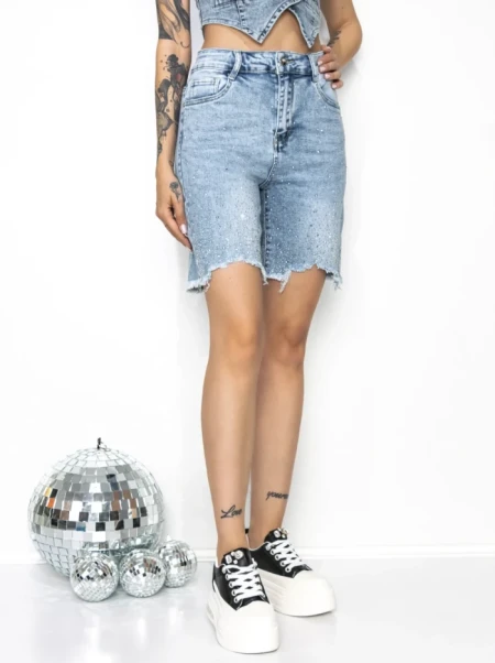 Blugi Scurti Dama GDS1819D ALBASTRU | MINA