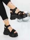 Sandale Dama cu Platforma 5WL37 ALL BLACK | MEI