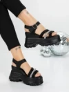 Sandale Dama cu Platforma 5WL37 BLACK-WHITE | MEI