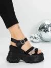 Sandale Dama cu Platforma 5WL37 BLACK-WHITE | MEI