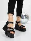 Sandale Dama cu Platforma 5WL37 BLACK-WHITE | MEI