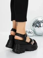 Sandale Dama cu Platforma 5WL37 BLACK-WHITE | MEI