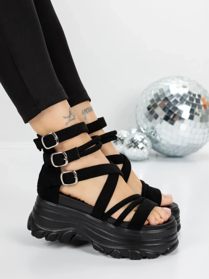 Sandale Dama cu Platforma 5WL17 BLACK | MEI