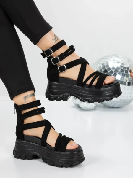 Sandale Dama cu Platforma 5WL17 BLACK | MEI