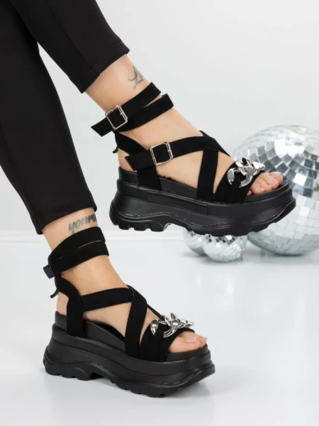 Sandale Dama cu Platforma 5WL55 BLACK | MEI