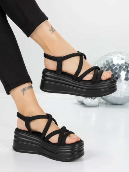 Sandale Dama cu Platforma 5H26 BLACK | MEI