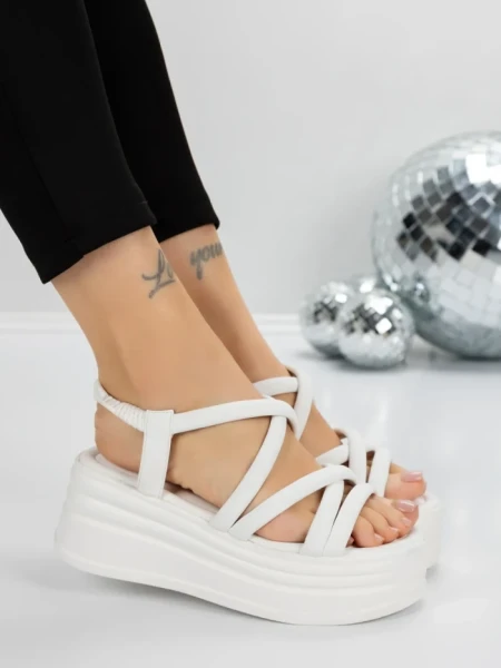 Sandale Dama cu Platforma 5H26 WHITE | MEI