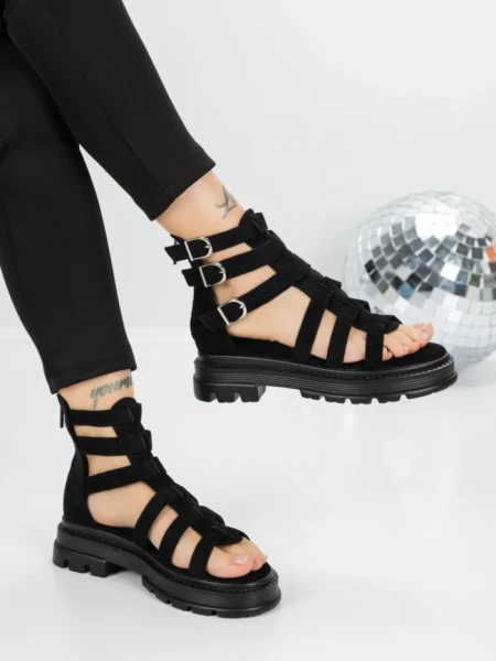 Sandale Dama cu Talpa Joasa 5HXS11 BLACK | MEI