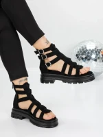 Sandale Dama cu Talpa Joasa 5HXS11 BLACK | MEI