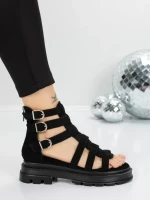 Sandale Dama cu Talpa Joasa 5HXS11 BLACK | MEI