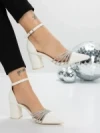 Pantofi cu Toc Gros 5XKK8PD WHITE | MEI
