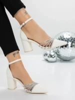 Pantofi cu Toc Gros 5XKK8PD WHITE | MEI