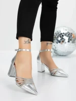 Pantofi cu Toc Gros 5XKK8PD SILVER | MEI