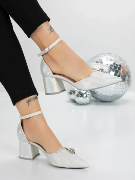 Sandale Dama cu Toc Gros 5XKK7 SILVER | MEI