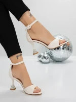Sandale Dama cu Toc Subtire 5XKK17 BEIGE | MEI
