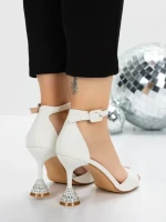 Sandale Dama cu Toc Subtire 5XKK17 WHITE | MEI