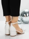 Sandale Dama cu Toc Gros 5XKK25 WHITE | MEI
