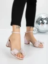 Sandale Dama cu Toc Gros 5XKK25 CHAMPAGNE | MEI