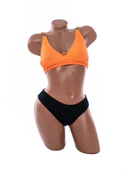 Costum de baie dama F118 PORTOCALIU-NEGRU | MEINA