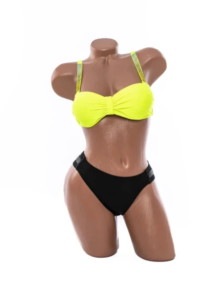 Costum de baie dama F661 VERDE NEON-NEGRU | MEINA