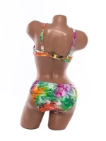 Costum de baie dama L2219 PORTOCALIU-VERDE | MEINA