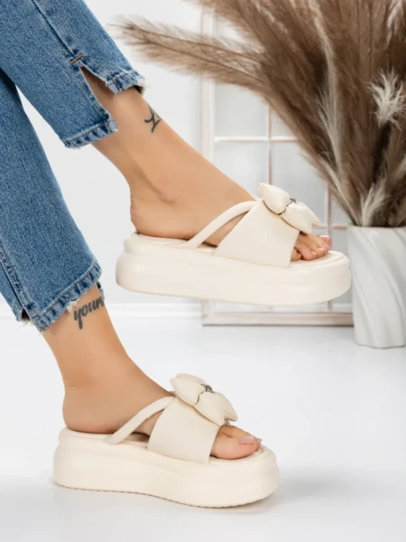 Papuci Dama cu Platforma 8570 BEIGE | MEI