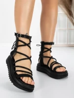 Sandale Dama cu Talpa Joasa 3AW301 BLACK | MEI