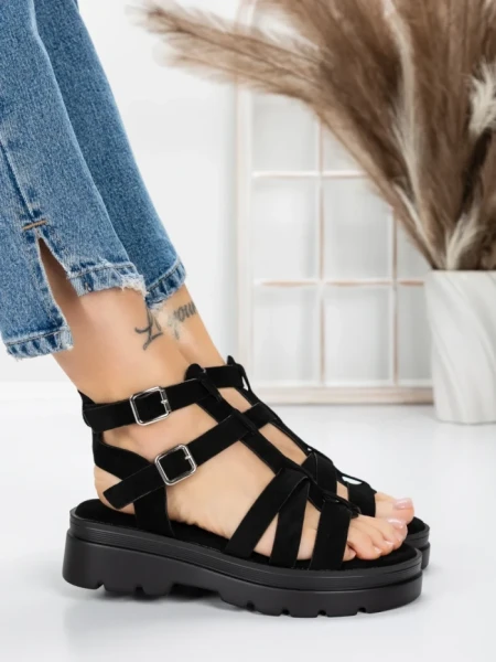 Sandale Dama cu Talpa Joasa 5HXS20 BLACK | MEI