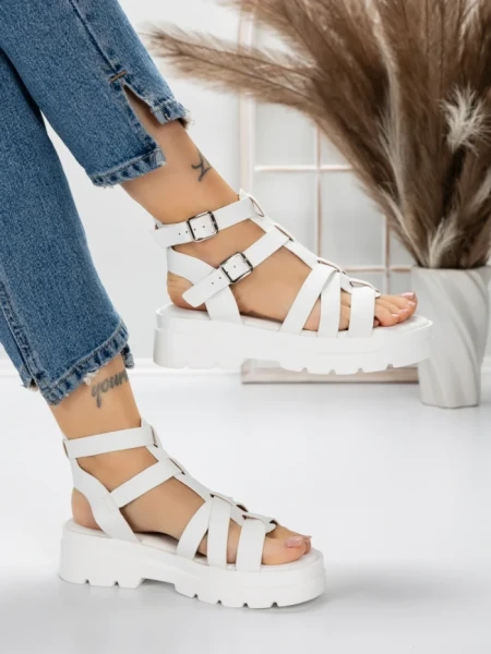 Sandale Dama cu Talpa Joasa 5HXS20 WHITE | MEI