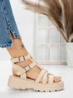 Sandale Dama cu Talpa Joasa 5HXS20 BEIGE | MEI