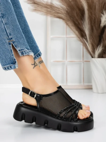 Sandale Dama cu Talpa Joasa 5HXS21 BLACK | MEI