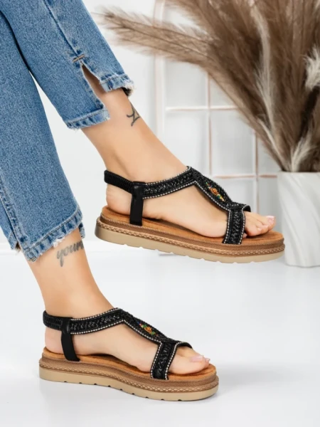 Sandale Dama cu Talpa Joasa 5GZ39 BLACK | MEI