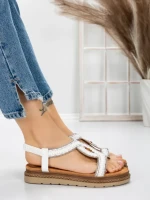 Sandale Dama cu Talpa Joasa 5GZ39 WHITE | MEI