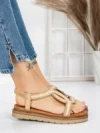 Sandale Dama cu Talpa Joasa 5GZ39 BEIGE | MEI
