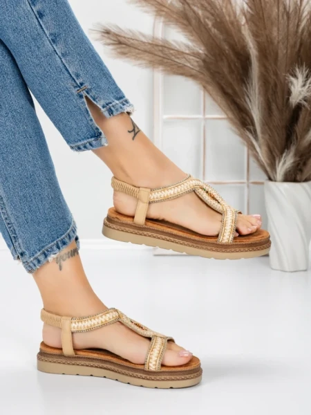 Sandale Dama cu Talpa Joasa 5GZ39 BEIGE | MEI