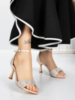 Sandale Dama cu Toc Subtire 5XKK10 CHAMPAGNE | MEI
