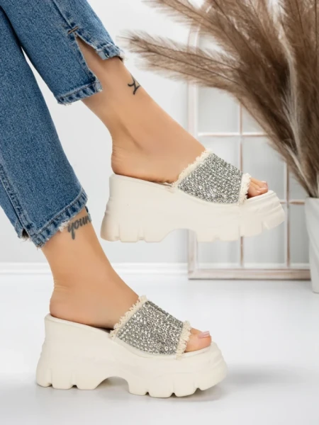Papuci Dama cu Platforma 3AW286 WHITE | MEI